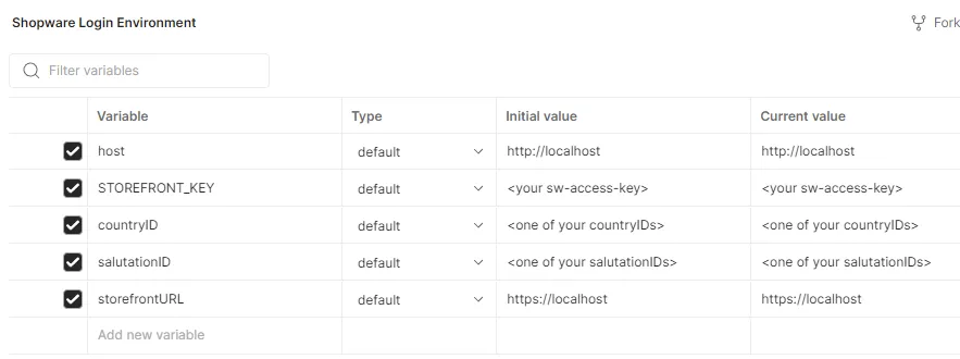 Postman variables