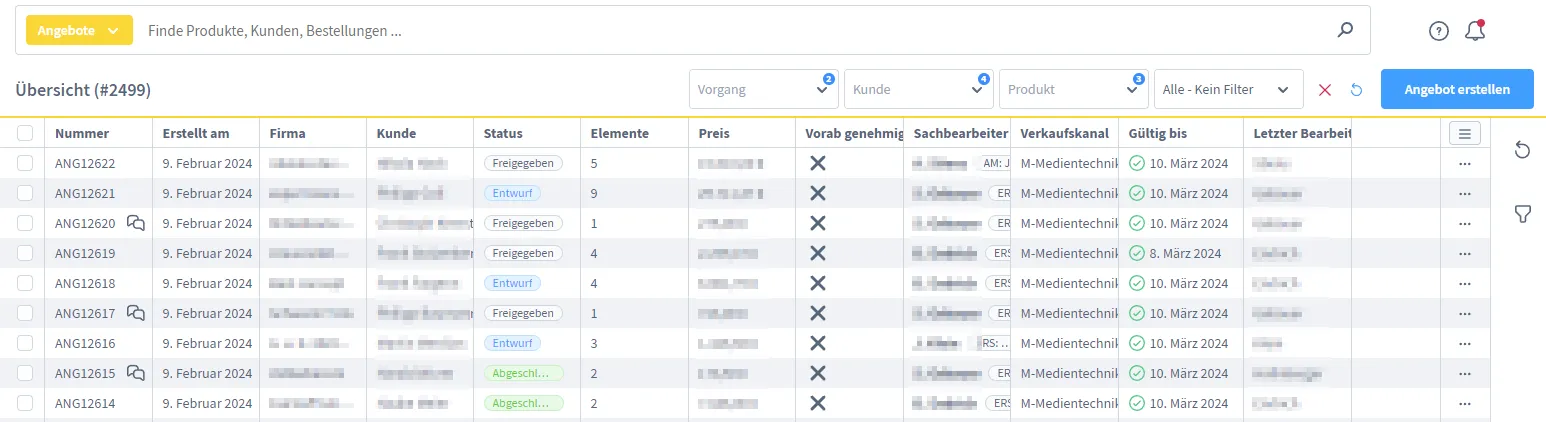 Der Angebotsprozess: optionale Positionen, Alternativen und Bundles, vom Kunden im Standard-Checkout annehmbar