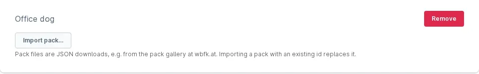 Plugin-Konfiguration im Shopware-Admin: Schaltfläche zum Import einer Pack-Datei