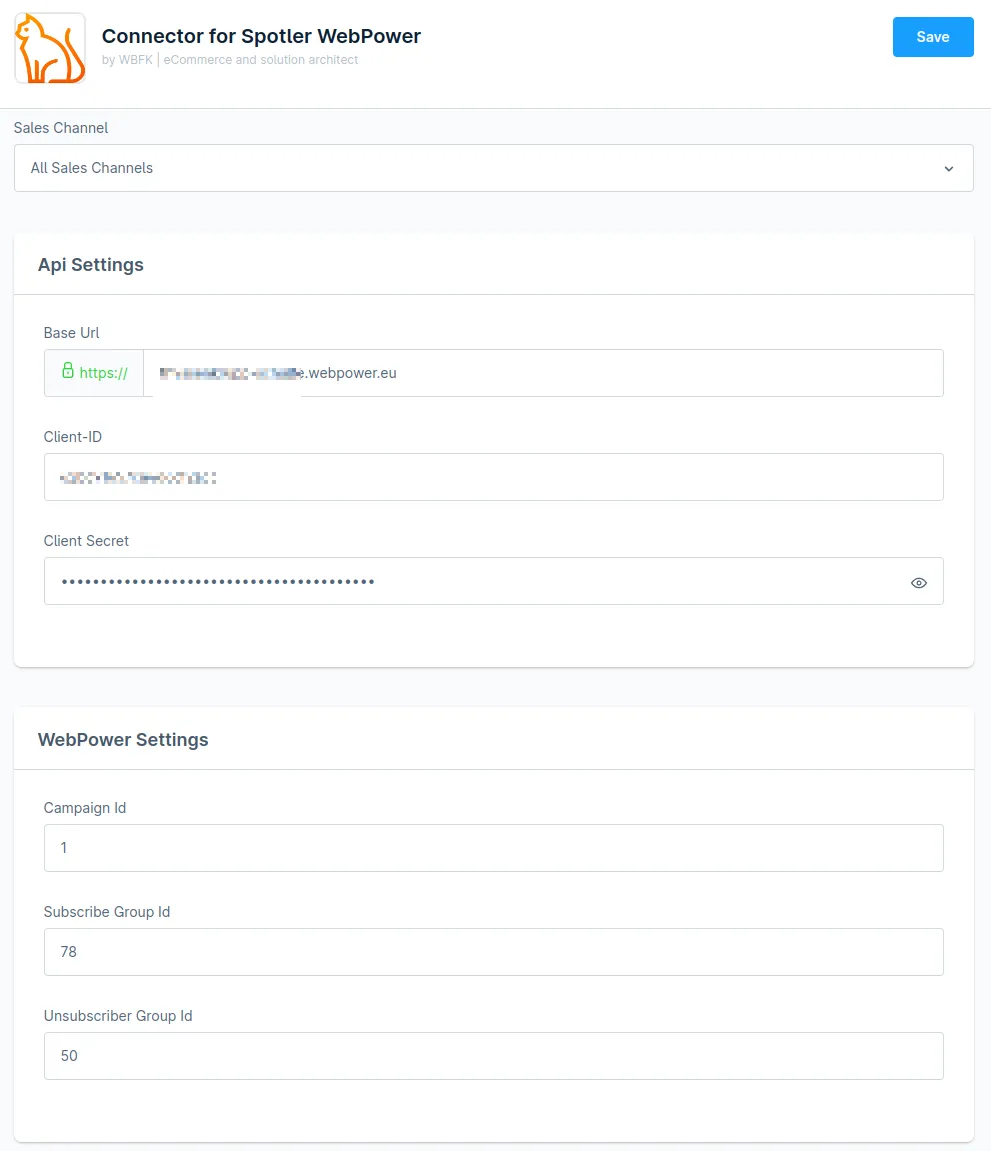 Shopware plugin configuration