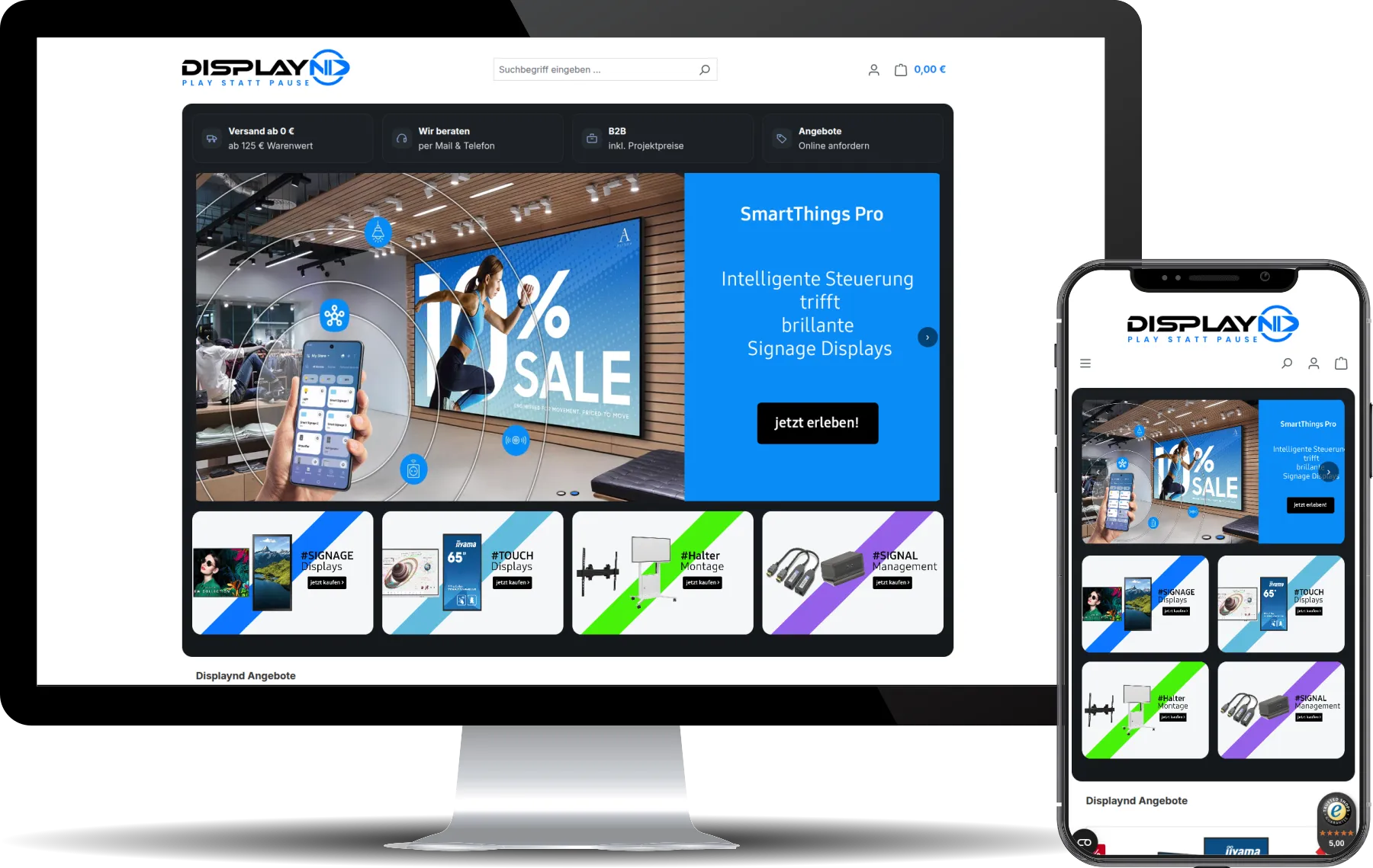 displaynd.de: B2B-Shop für Digital-Signage-Hardware auf Shopware 6